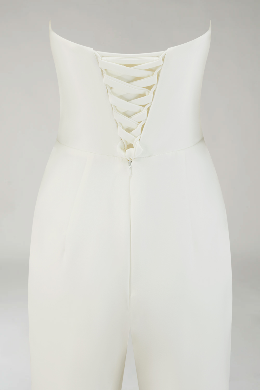 White Sweetheart Wide Leg Formal Jumpsuits