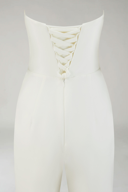 White Sweetheart Wide Leg Formal Jumpsuits
