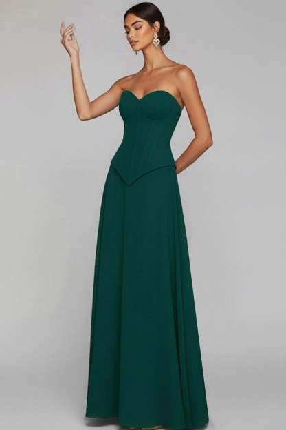 Emerald Green A Line Sweetheart Long Wedding Guest Dress