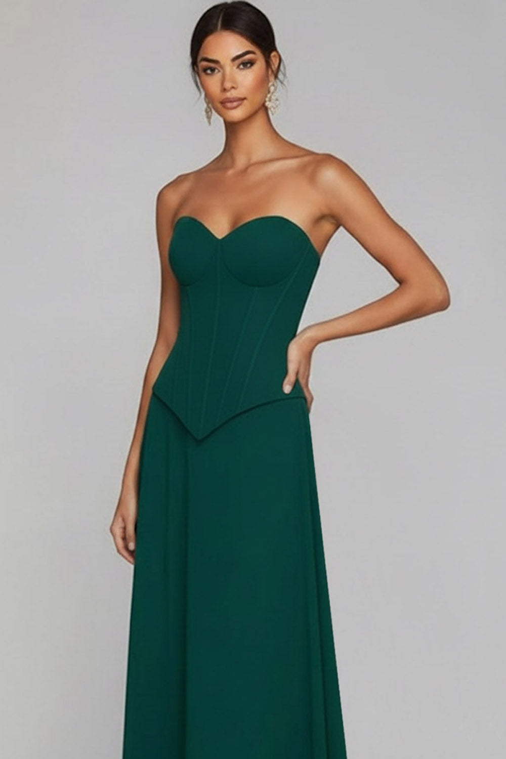 Emerald Green A Line Sweetheart Long Wedding Guest Dress