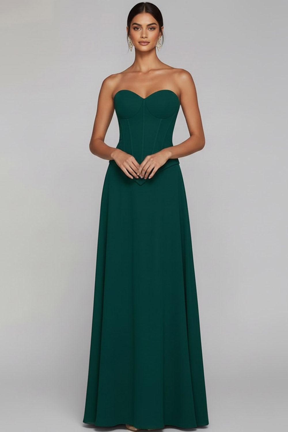 Leely Women Emerald Green Sweetheart Long Wedding Guest Dress A Line Wedding Party Dress