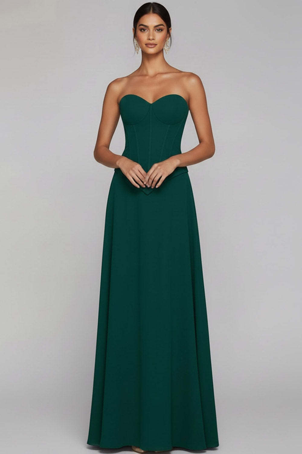 Leely Women Emerald Green Sweetheart Long Wedding Guest Dress A Line Wedding Party Dress