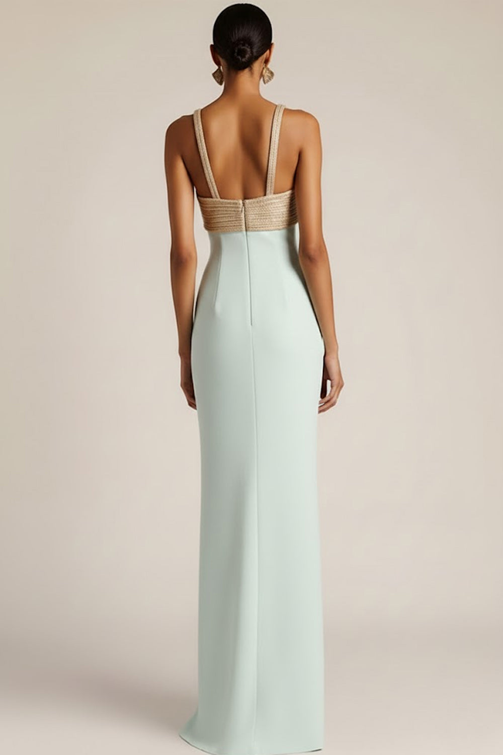 Light Green Mermaid Satin Ruched Long Bridesmaid Dress