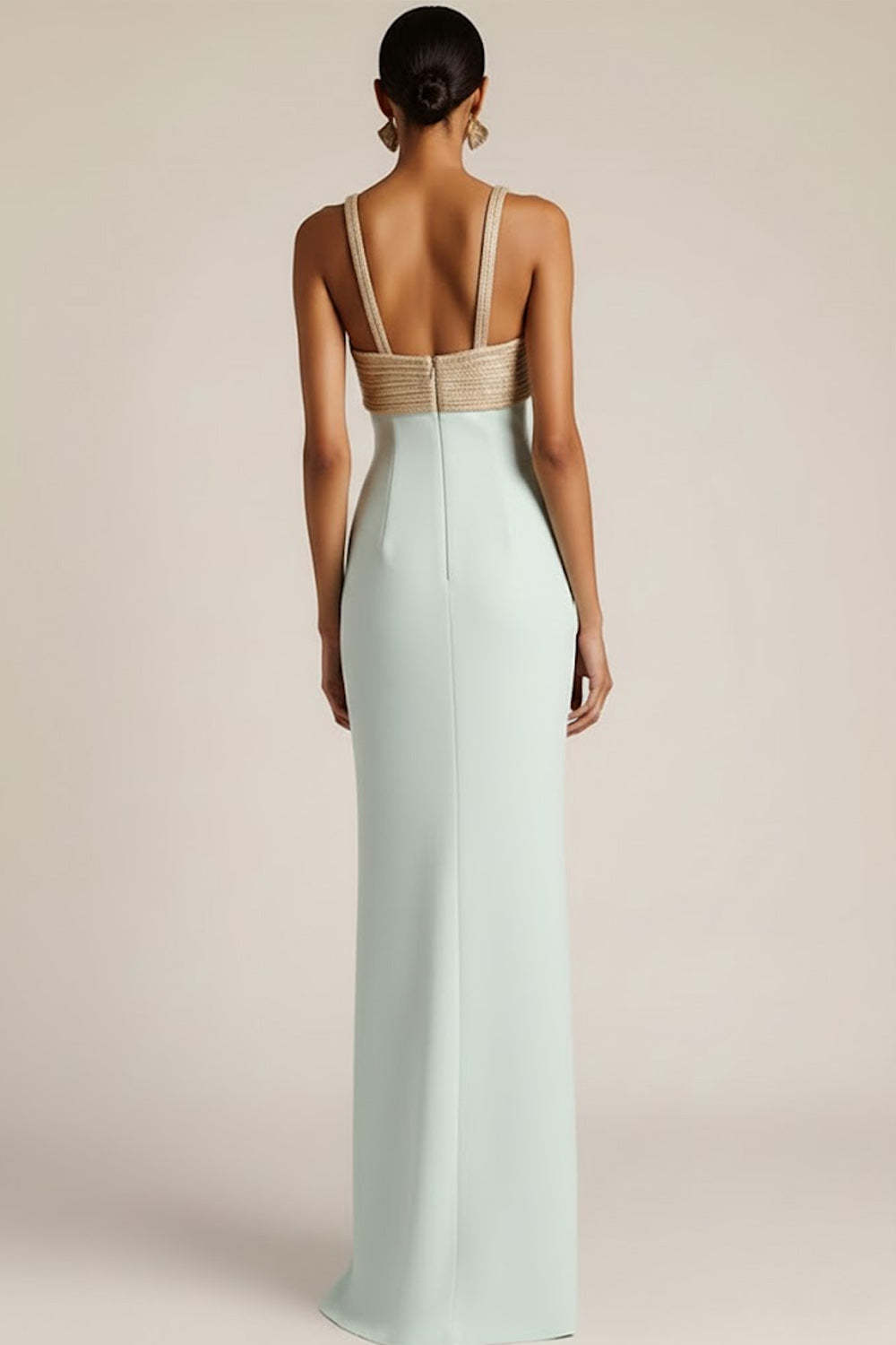 Light Green Mermaid Satin Ruched Long Bridesmaid Dress