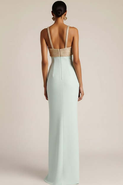 Light Green Mermaid Satin Ruched Long Bridesmaid Dress