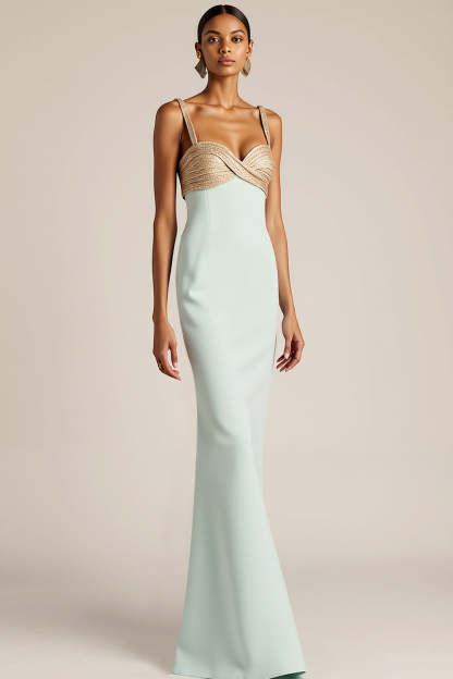 Light Green Mermaid Satin Ruched Long Bridesmaid Dress