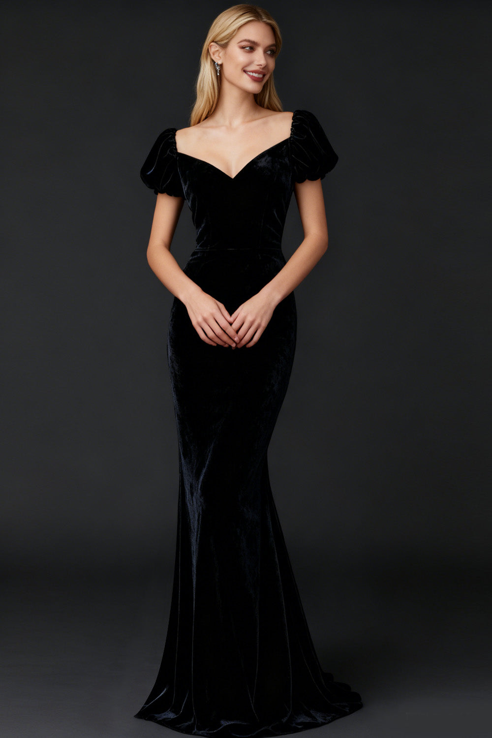 Black Mermaid Velvet Long Formal Dress with Slit