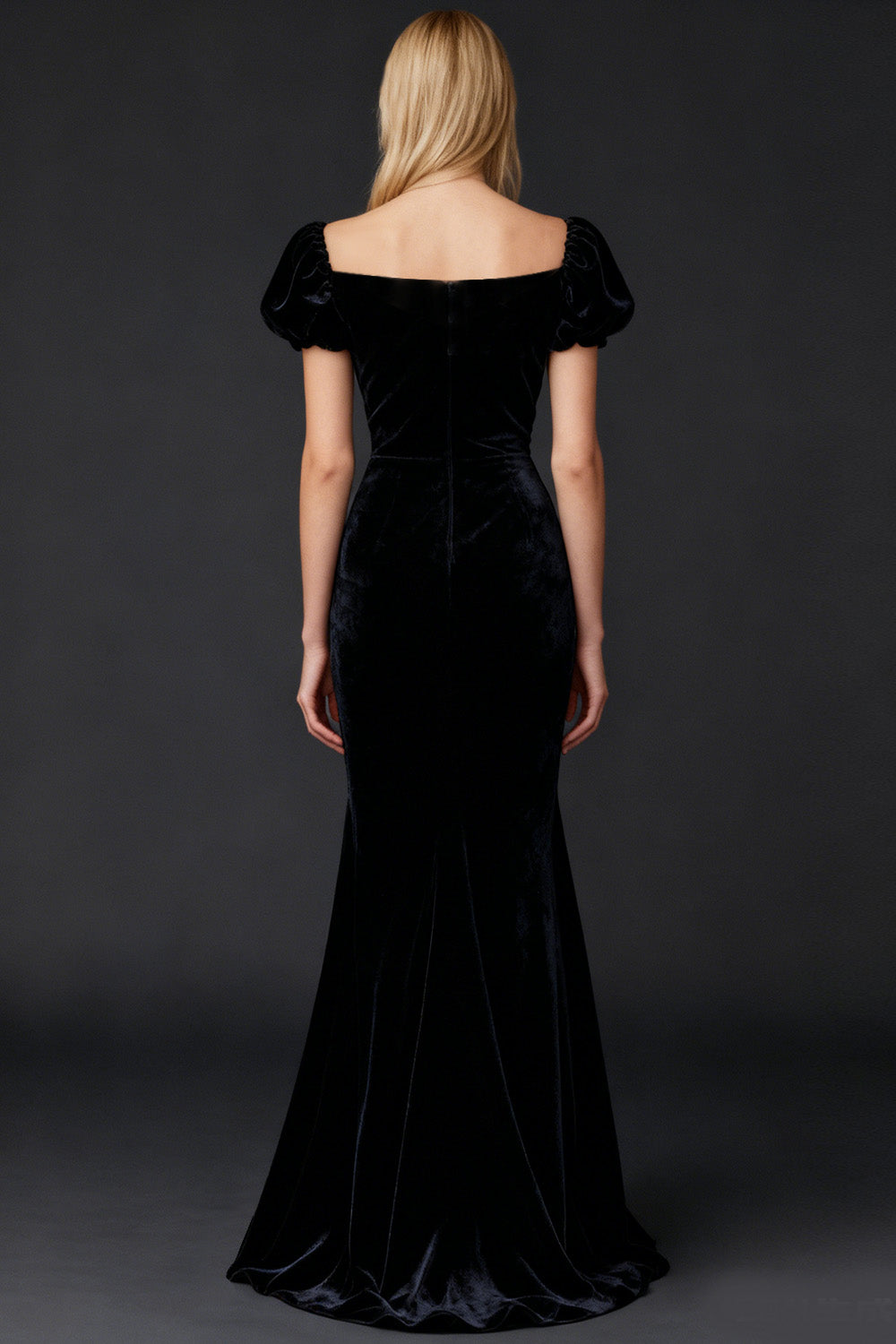 Black Mermaid Velvet Long Formal Dress with Slit