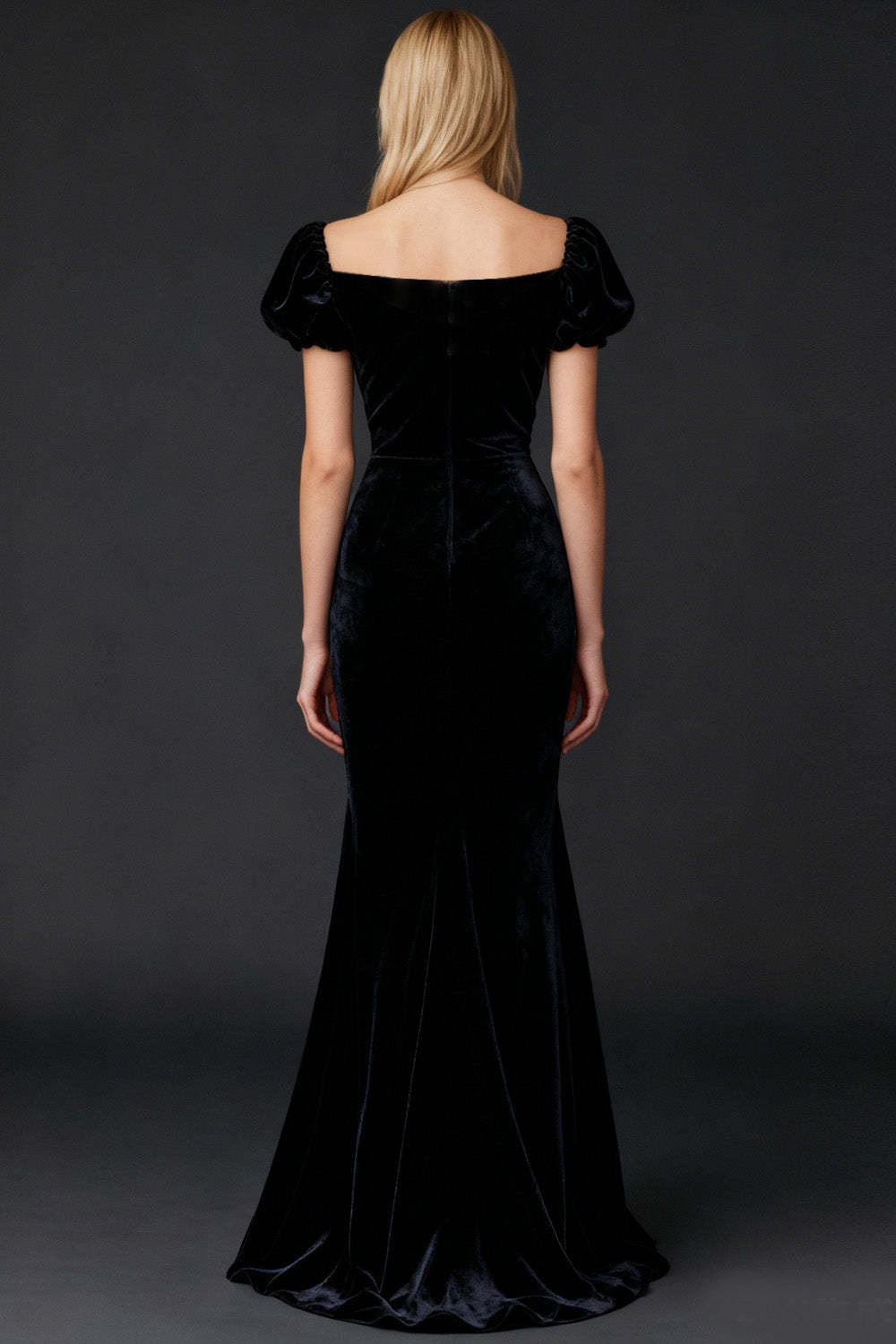 Black Mermaid Velvet Long Formal Dress with Slit