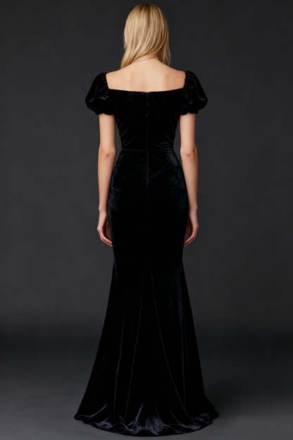 Black Mermaid Velvet Long Formal Dress with Slit