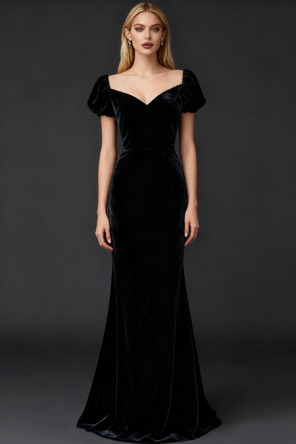 Black Mermaid Velvet Long Formal Dress with Slit