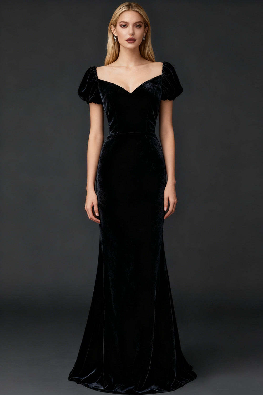 Black Mermaid Velvet Long Formal Dress with Slit