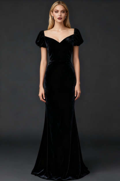 Black Mermaid Velvet Long Formal Dress with Slit