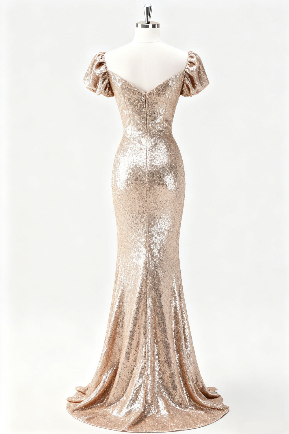 Champagne Mermaid Long Sequin Holiday Party Dress