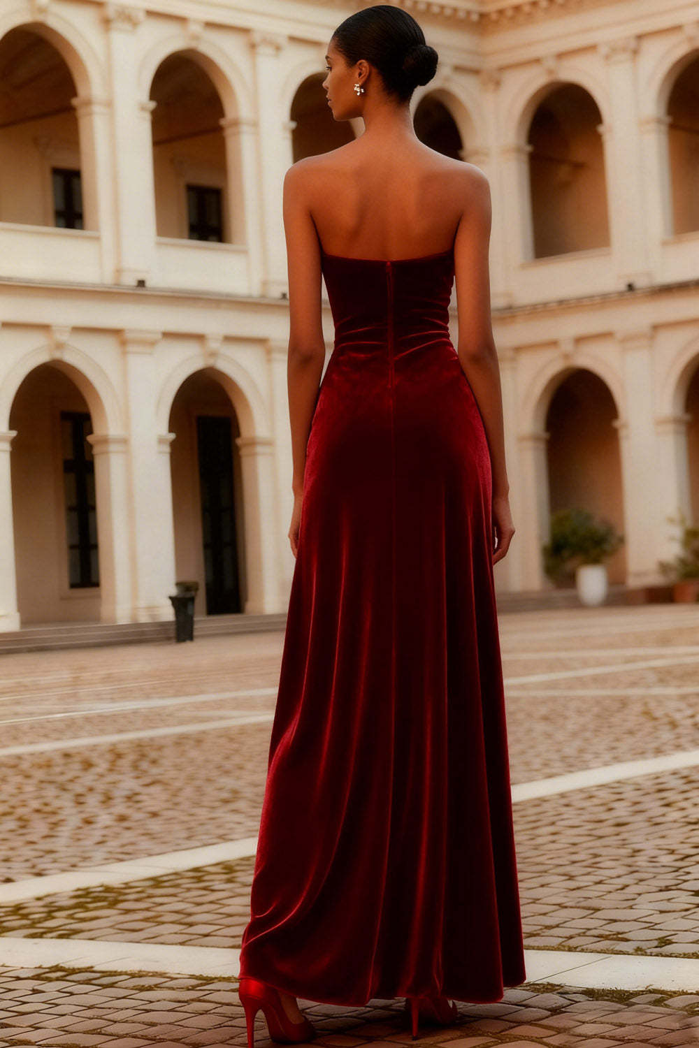 Burgundy Mermaid Sweetheart Long Holiday Party Dress