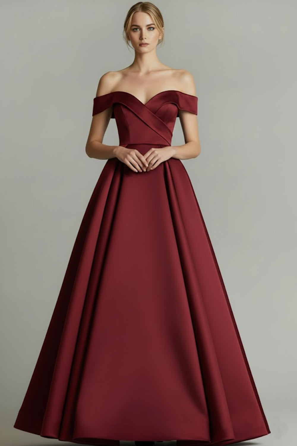 Leely Women Blue Backless Long Corset Prom Dress A-Line Off the Shoulder Formal Dress