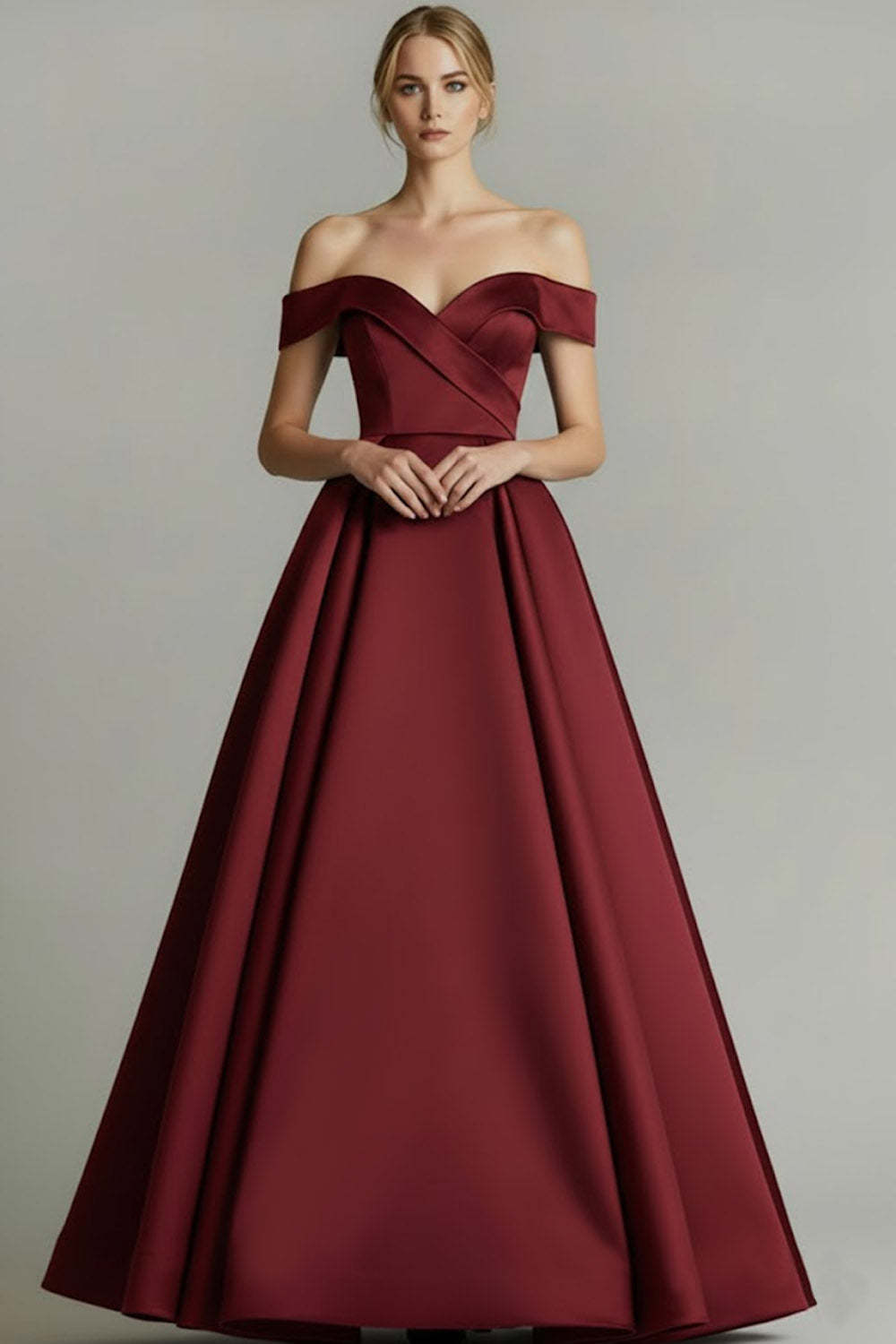 Leely Women Blue Backless Long Corset Prom Dress A-Line Off the Shoulder Formal Dress