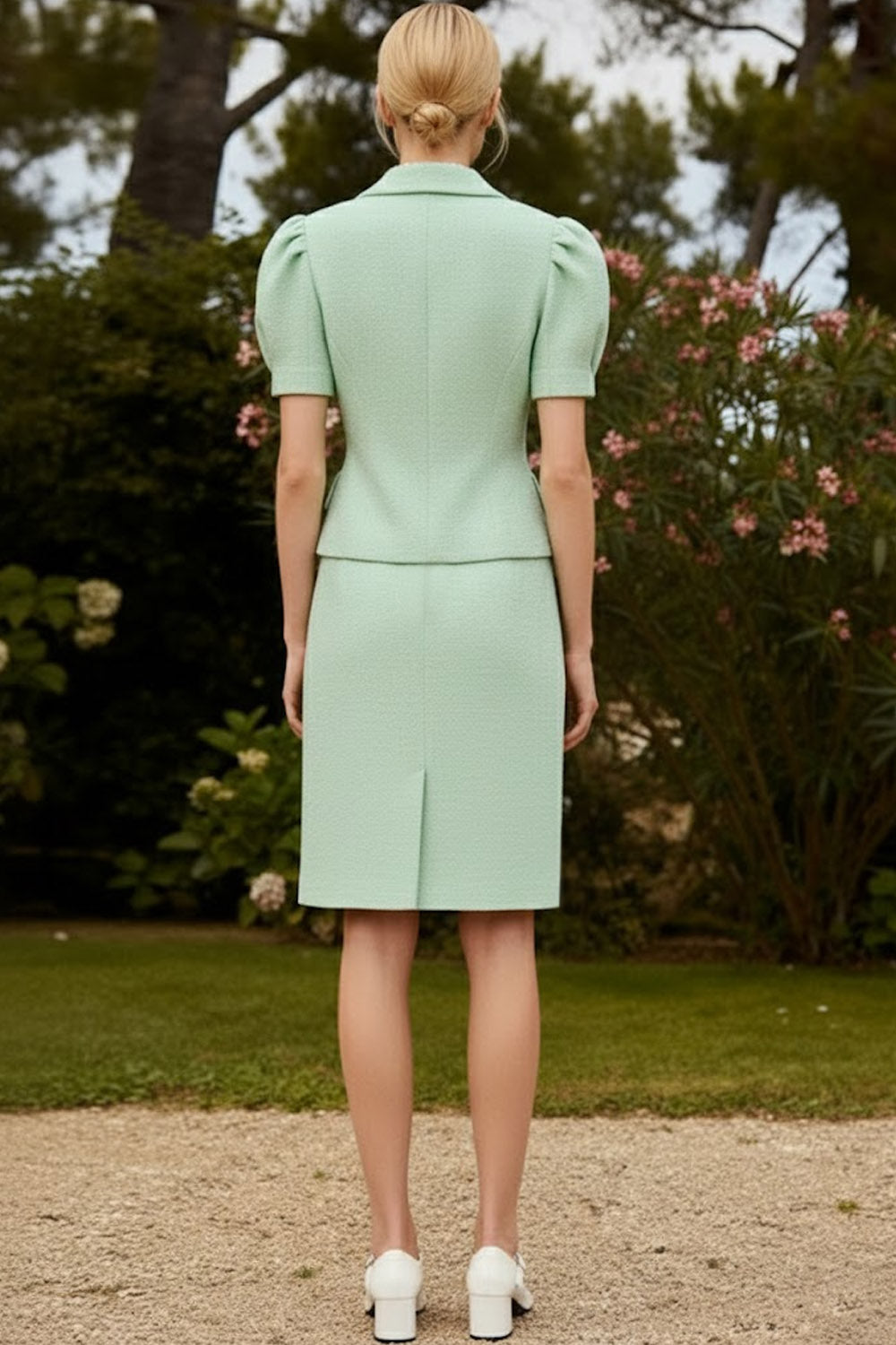 Mint Green 2 Piece Single Breasted Notched Lapel Short Pageant Tweed Outfits