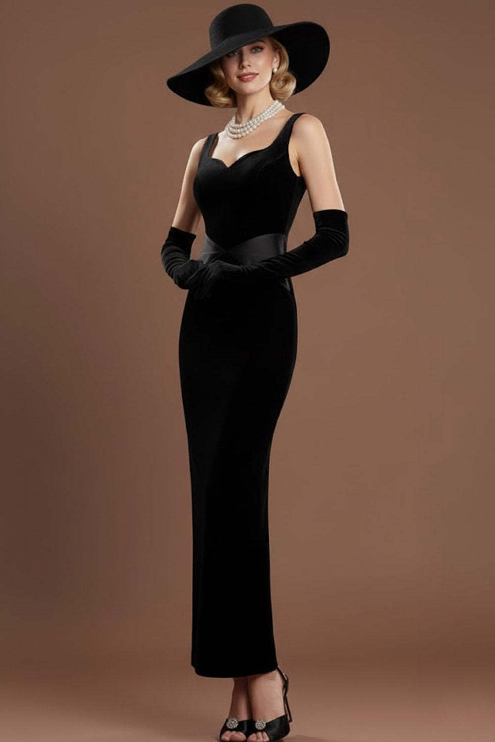 Black Thick Straps Velvet Sheath Long Holiday Party Dress