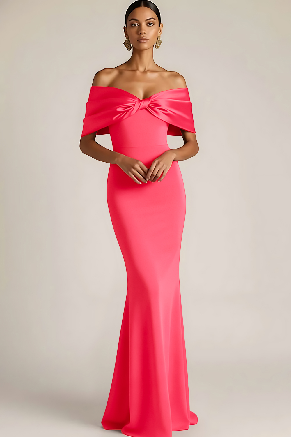 Burgundy Off the Shoulder Mermaid Long Bridesmaid Dress