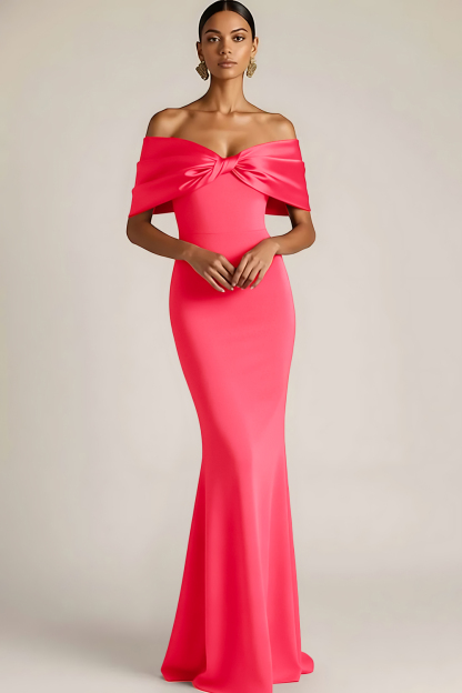 Burgundy Off the Shoulder Mermaid Long Bridesmaid Dress