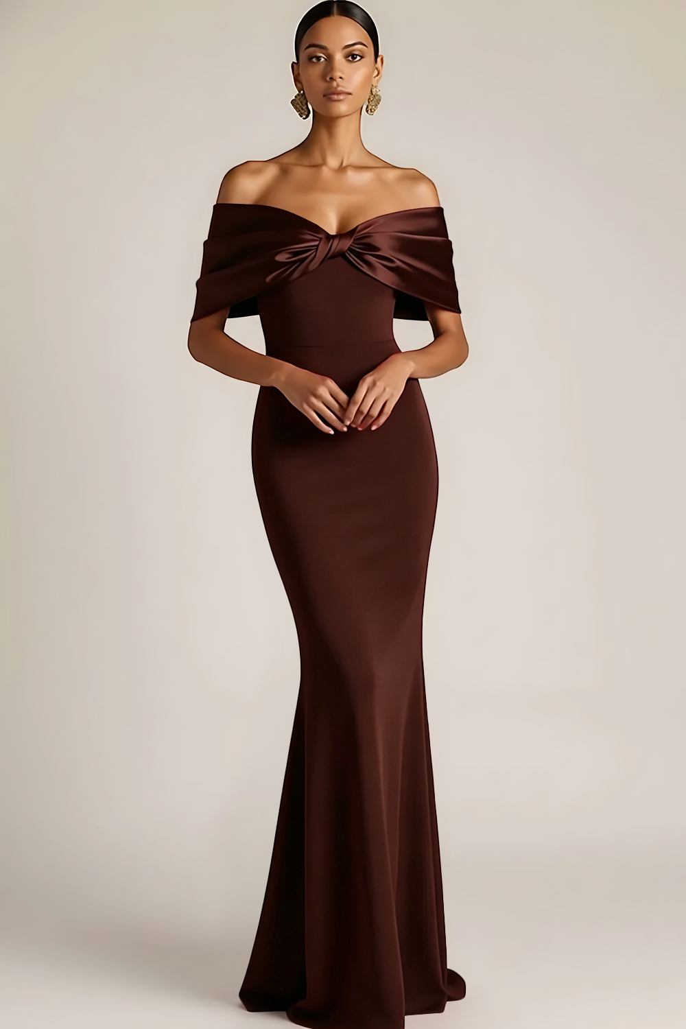 Burgundy Off the Shoulder Mermaid Long Bridesmaid Dress