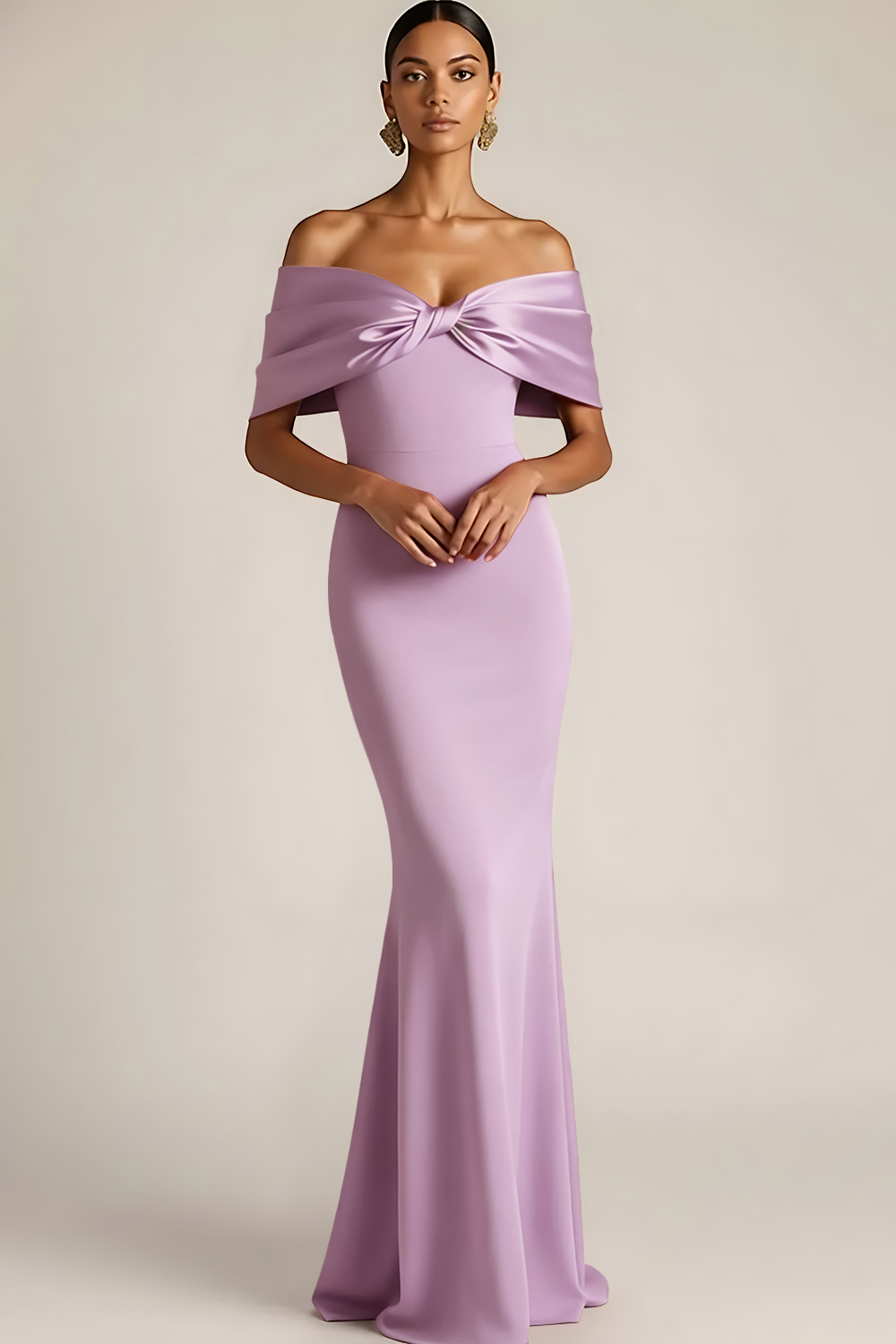 Burgundy Off the Shoulder Mermaid Long Bridesmaid Dress