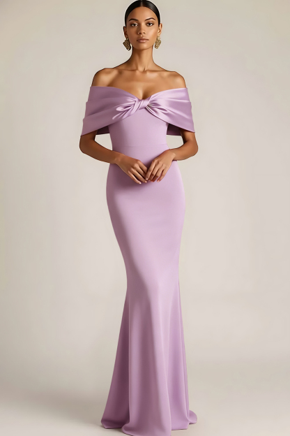 Burgundy Off the Shoulder Mermaid Long Bridesmaid Dress