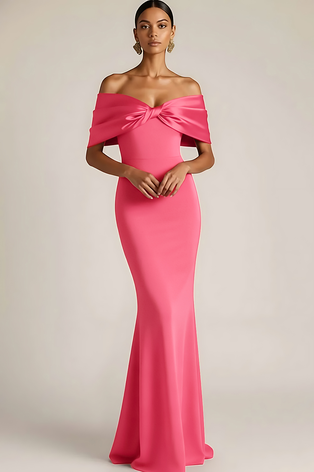 Burgundy Off the Shoulder Mermaid Long Bridesmaid Dress