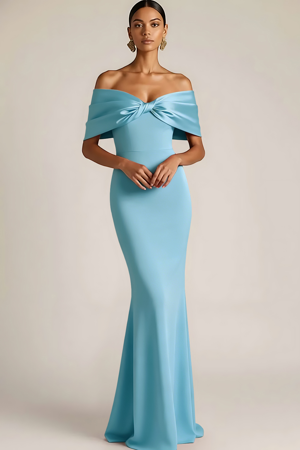 Burgundy Off the Shoulder Mermaid Long Bridesmaid Dress