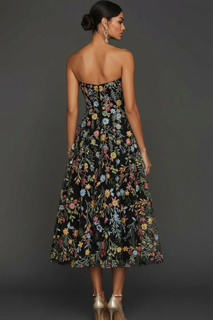 Floral Mauve Sweetheart A Line Embroidered Prom Dress