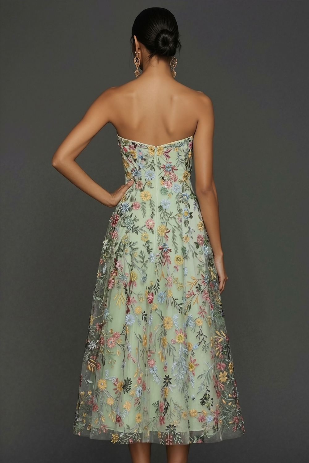 Floral Mauve Sweetheart A Line Embroidered Prom Dress