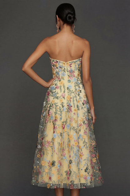 Floral Mauve Sweetheart A Line Embroidered Prom Dress