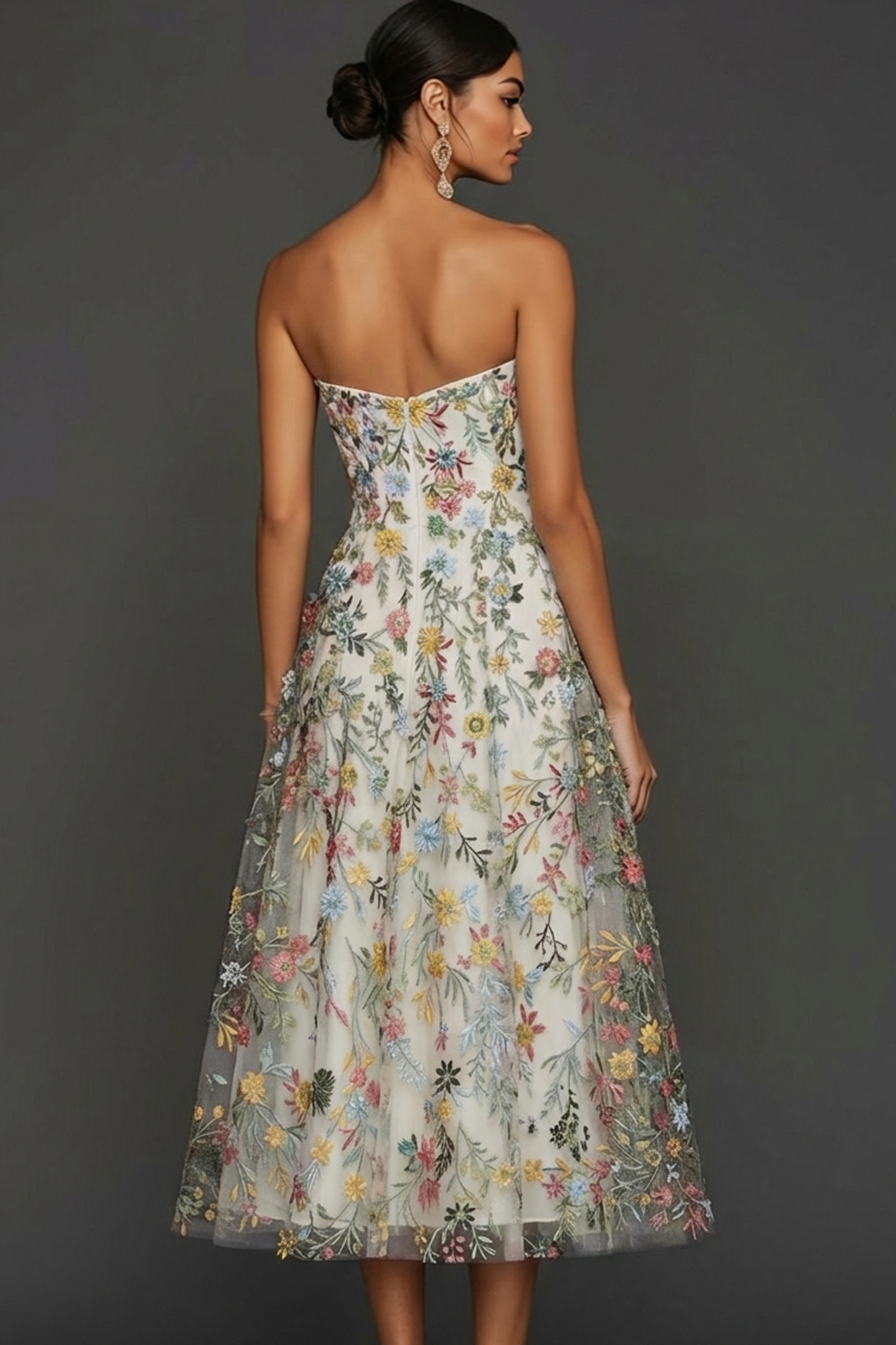 Floral Mauve Sweetheart A Line Embroidered Prom Dress