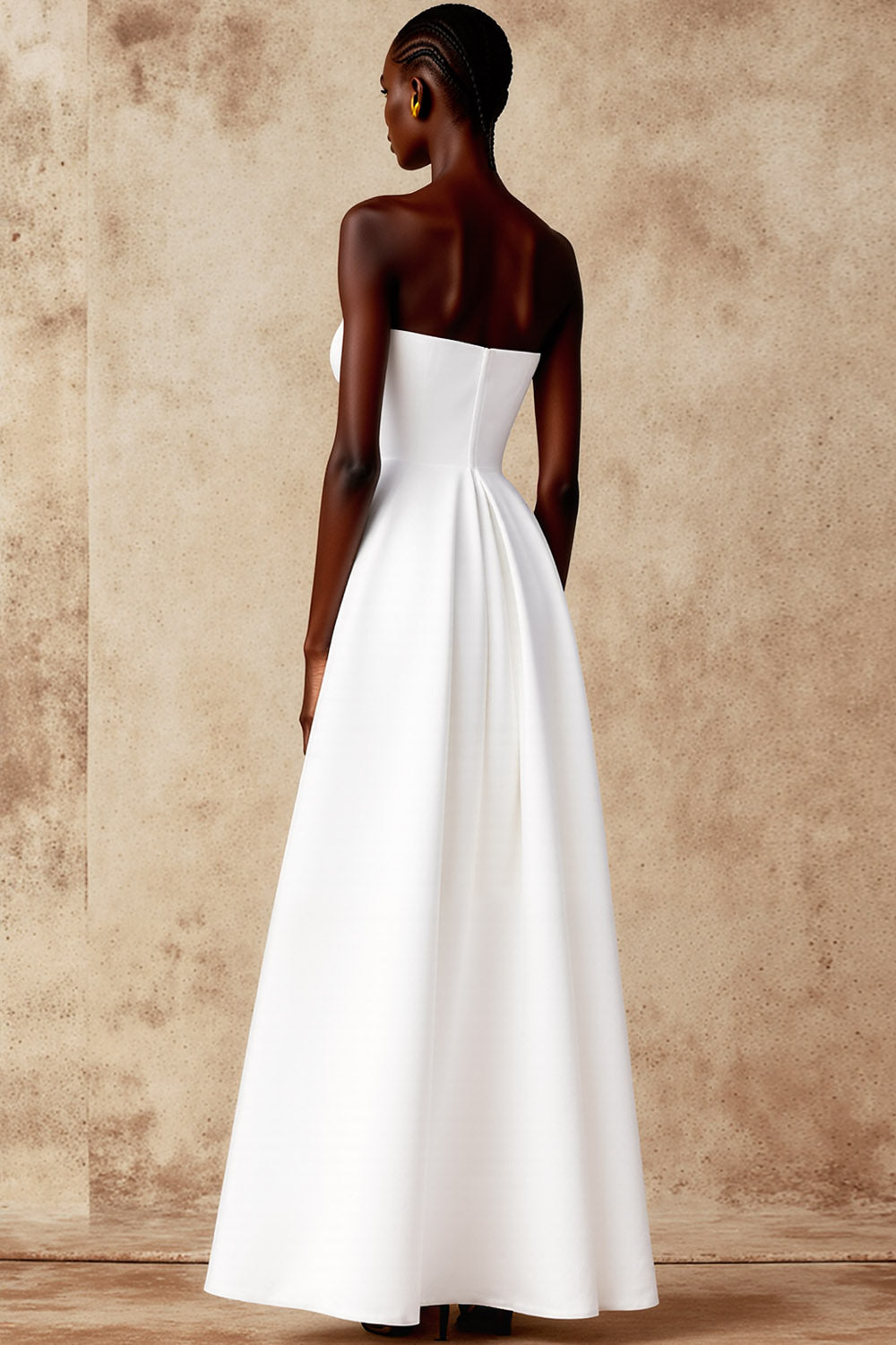 Simple White Strapless High-Low Wedding Reception Dress