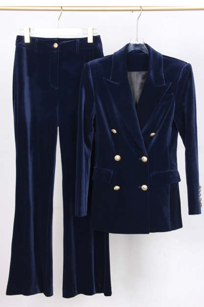 Dark Red 2 Piece Double Breasted Peak Lapel Women Business Suits