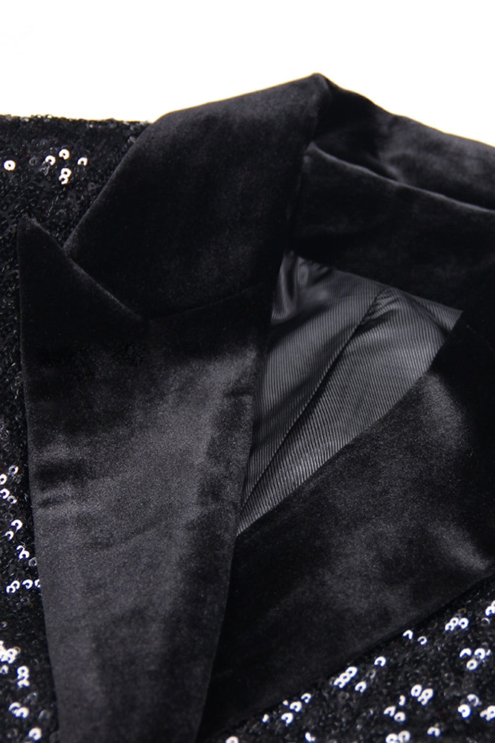 Sparkly Black Sequin Peak Lapel Women Prom Blazer with Sleeves