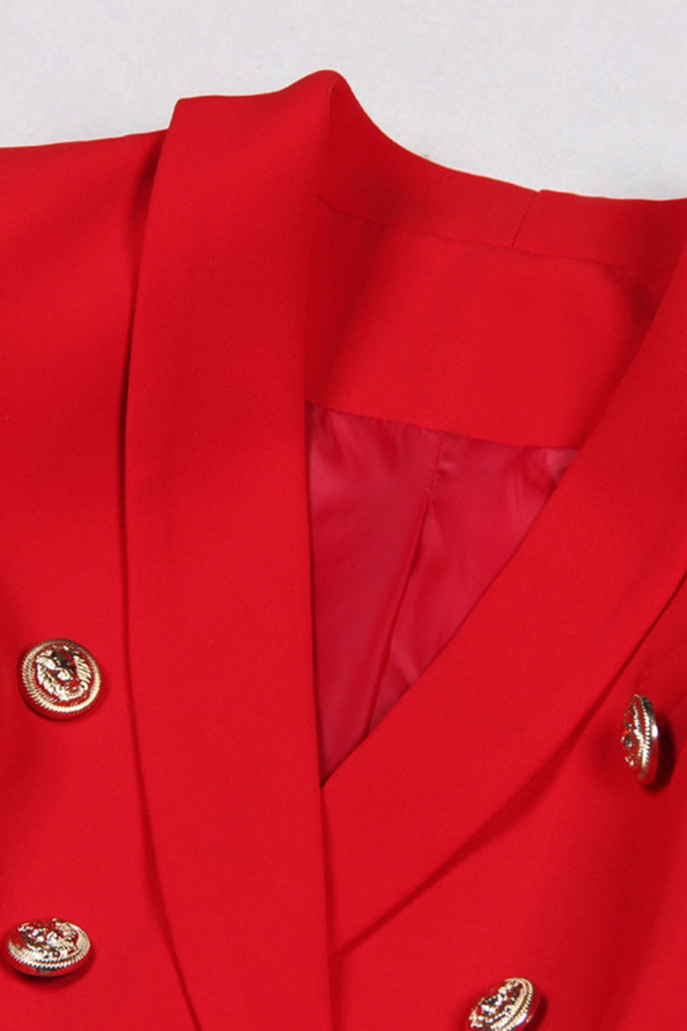 Red Double Breasted Shawl Lapel Women Prom Blazer