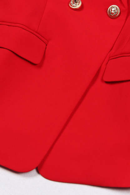 Red Double Breasted Shawl Lapel Women Prom Blazer