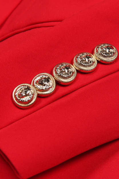 Red Double Breasted Shawl Lapel Women Prom Blazer