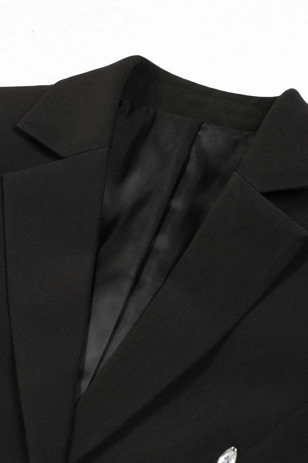 Sparkly Black Notched Lapel Sequin Women Prom Blazer with Rhinestones