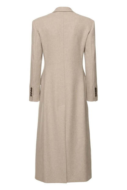 Khaki Single Breasted Peak Lapel Midi Blazer Dress with Sleeves