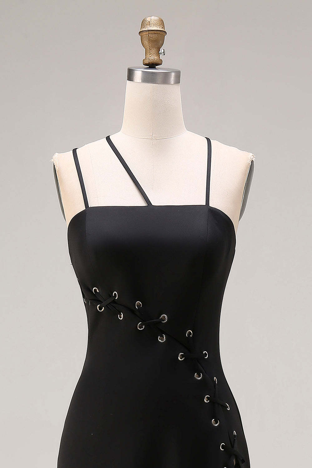 Black Spaghetti Straps Mermaid Maxi Prom Dress with Slit