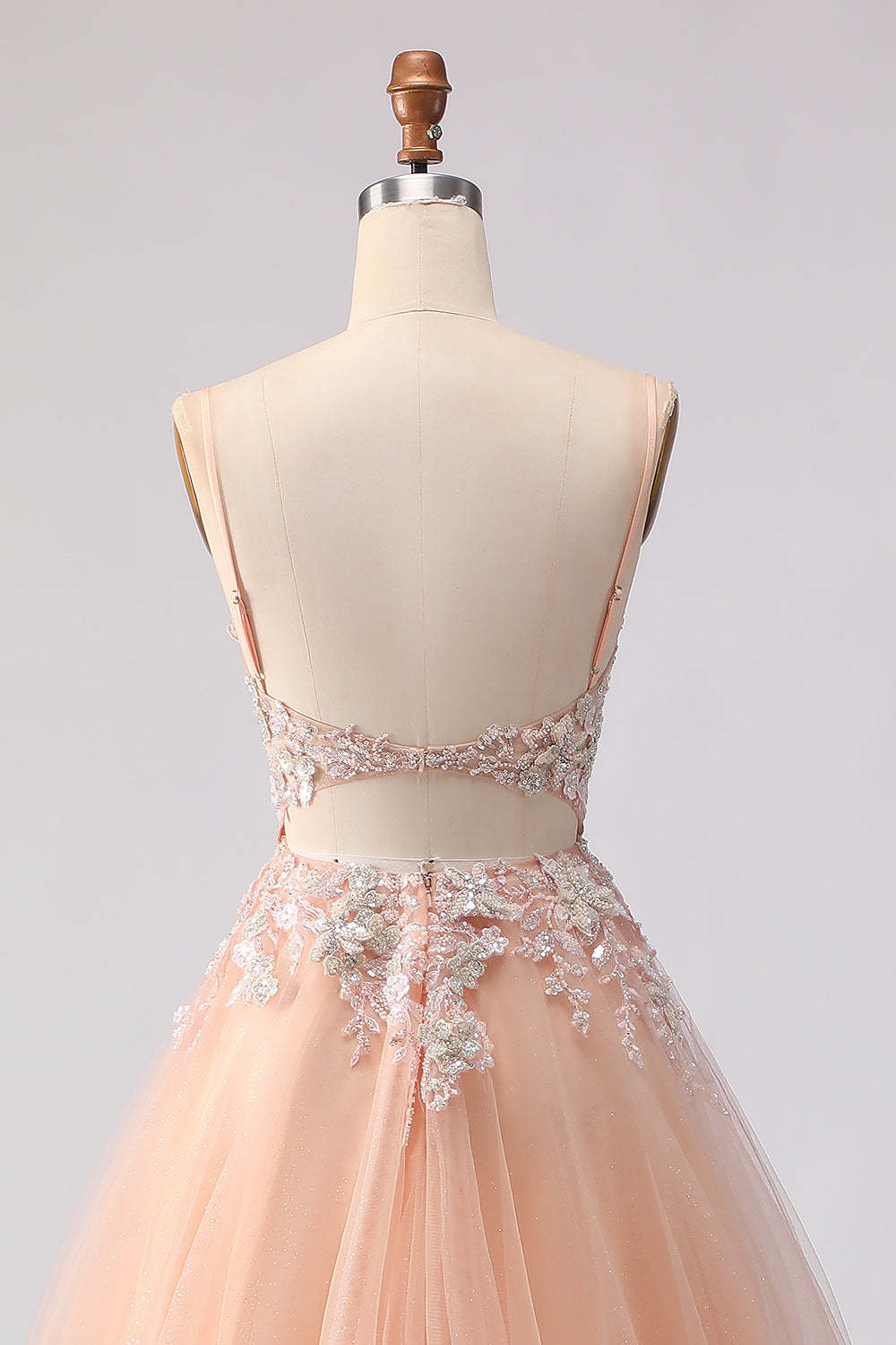 Floral Sage Green Beaded Tulle Lace Long Corset Prom Dress with Slit