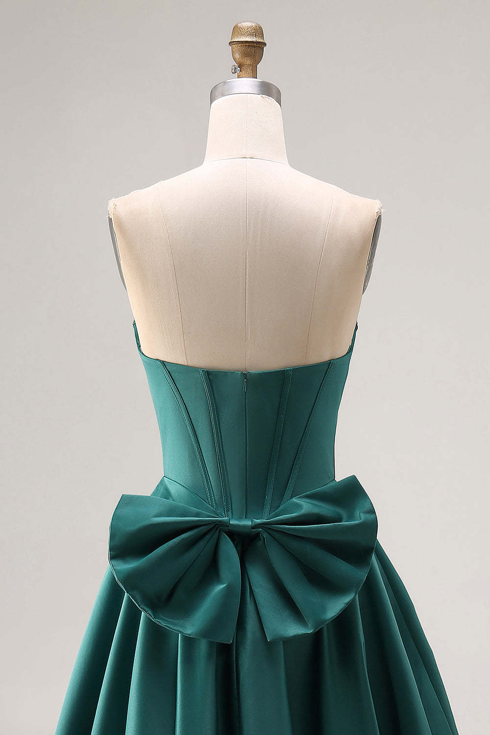 Sparkly Dark Green A-Line Sweetheart Long Prom Corset Dress with Bow