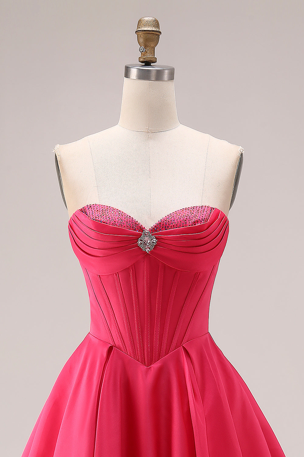 Sparkly Candy Pink A-Line Long Sweetheart Corset Prom Dress with Beading