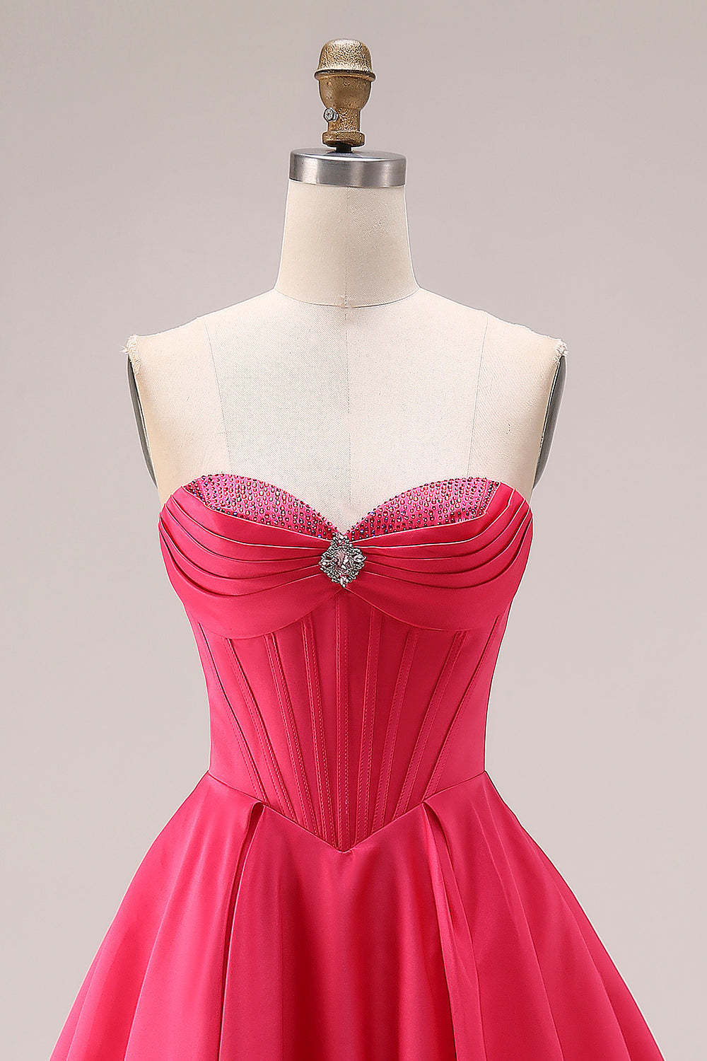 Sparkly Candy Pink A-Line Long Sweetheart Corset Prom Dress with Beading
