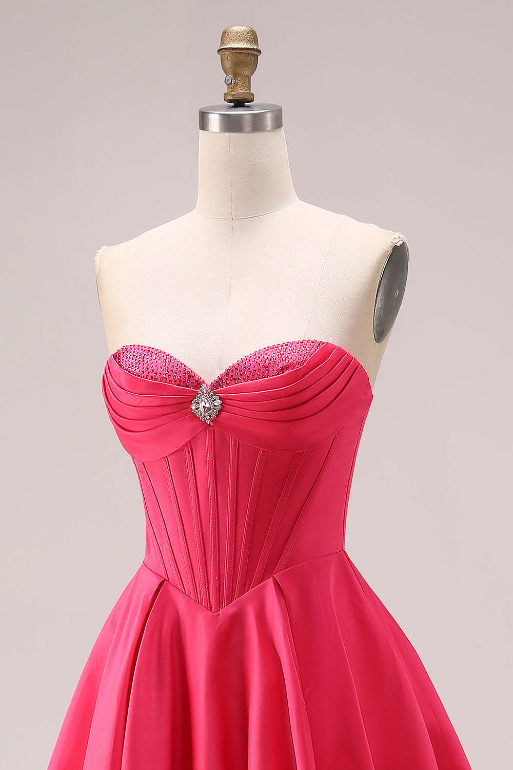 Sparkly Candy Pink A-Line Long Sweetheart Corset Prom Dress with Beading