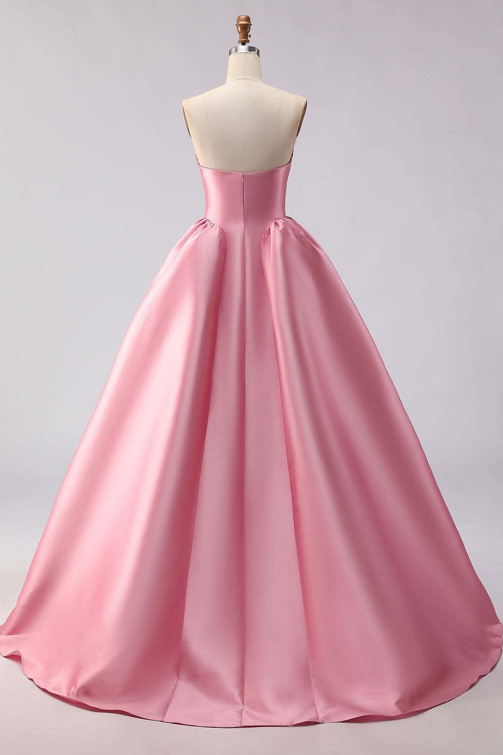 Simple Pink Satin Sweetheart A Line Long Prom Dress