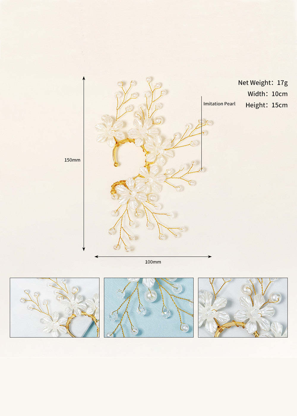 Flower and Pearl Fairy Ear Cuffs  (left ear only)